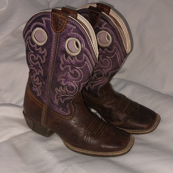 Ariat Other - Ariat Purple and Brown Western Boots Size 1